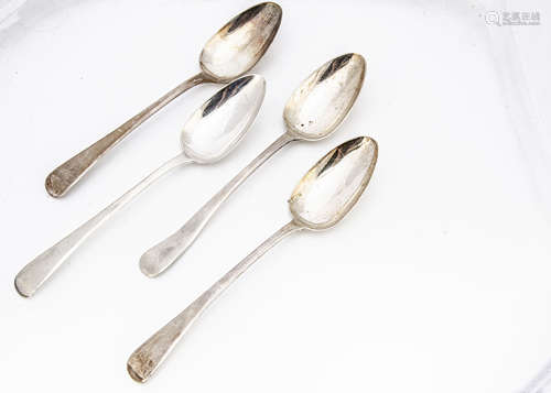 A set of four George III silver table spoons by Richard Crossley, Old English pattern, London