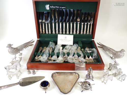 A sixty eight piece Arthur Price canteen of silver plated cutlery, together with various other