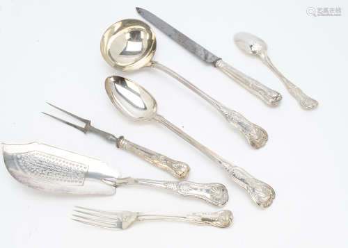 A set of twelve late George III silver Kings pattern dinner forks by William Chawner, together