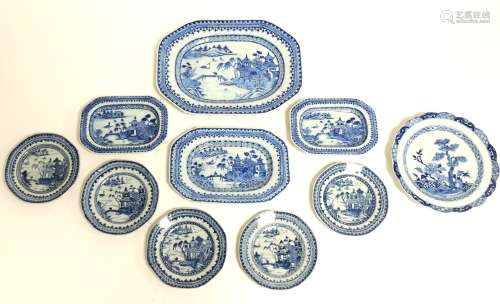 A group of 18th Century and later Chinese underglaze blue and white export plates, to include a