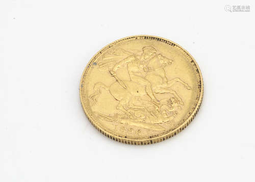 A Victorian full sovereign, 1896
