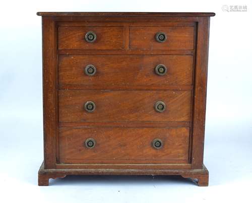 An oak collectors chest raised on ogee feet, with two short over three long drawers, 48cm x 47cm