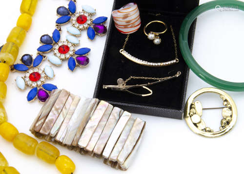 A quantity of costume jewellery, including a Norwegian base metal brooch by Eivind Hillestrad
