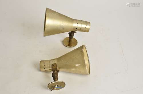 A pair of 1950's metal lights, length 19cm