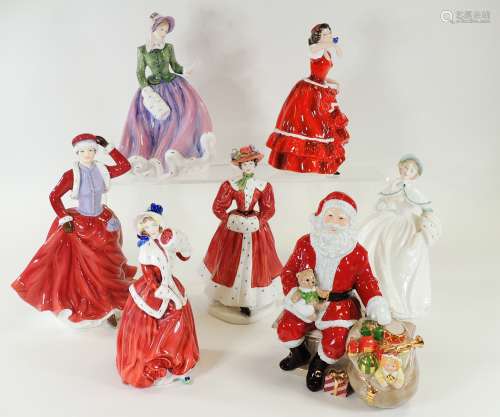 Seven Royal Doulton figurines, HN1992 Christmas Morn, HN3169 Jessica, HN3643 Pauline, HN4232