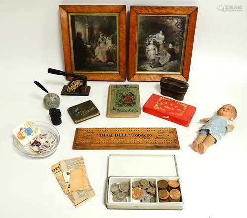 A quantity of late 19th and early 20th Century collectables to include a 1942 copy of Alice in