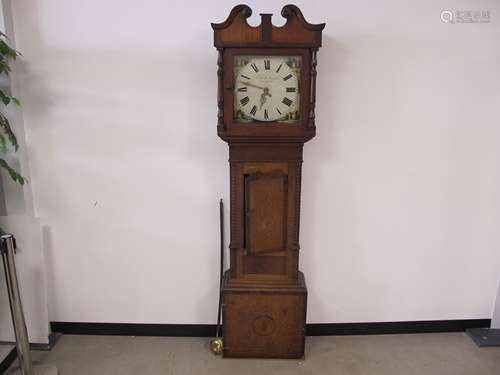 A 19th Century longcase clock, by Edward H Durran, Banbury, oak and mahogany case, 30 hour movement,