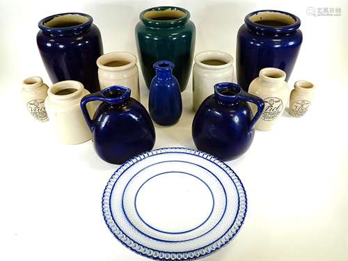 A group of 20th Century and earlier stoneware jugs and jars, to include 'Ideal Food Virol A