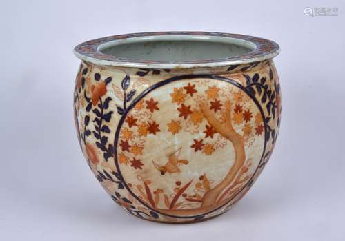 A pair of 20th Century Chinese fish bowls, with internal goldfish, the exterior decoration in the