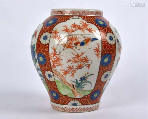 A 19th Century Chinese Vase, in the Japanese taste, of ovoid form with floral red decoration