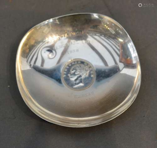 An Indian Silver Commemorative Dish inscribed Calcutta Polo Club, Carmichael Cup, 1958, Winners