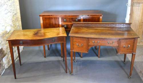 A 19th Century Mahogany Serpentine Side Table with a frieze drawer raised upon square tapering