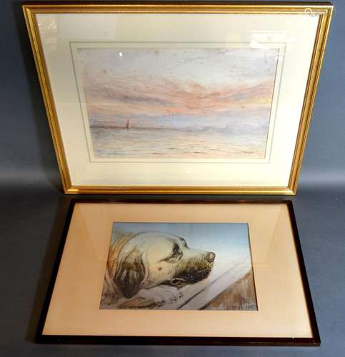 Herbert Finn 'Coastal Scene with Sailing Vessels' Watercolour, signed and dated 1906, 23 x 34 cms