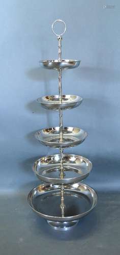 A Five Tier Cake Stand Of Circular Form, 80cm tall