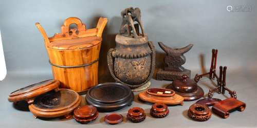 A Collection of Chinese Hardwood Stands and related items