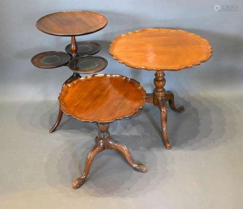 A Mahogany Occasional Table, the dish top above three smaller with outswept legs together with two