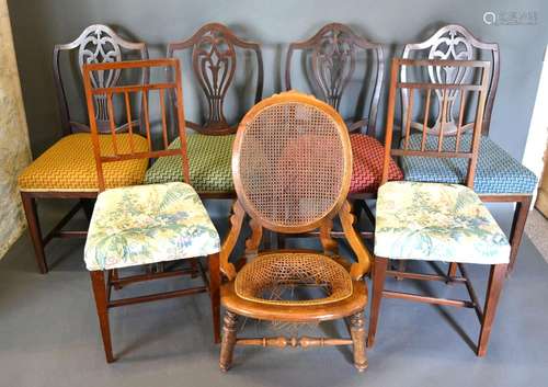 A Set of Four 19th Century Mahogany Dining Chairs together with a pair of Edwardian side chairs