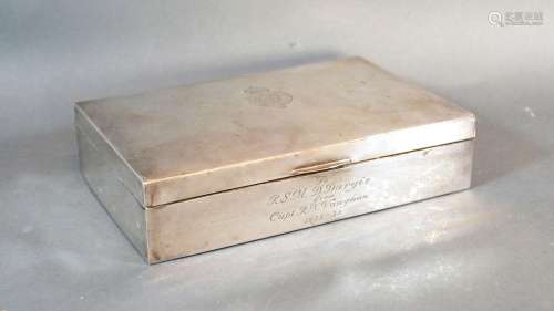 A Silver Rectangular Cigarette Box, 17 x 11 cms