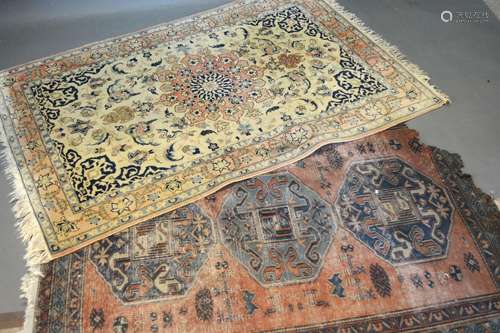 A North West Persian Woollen Rug with a central medallion within an all-over design upon a red, blue