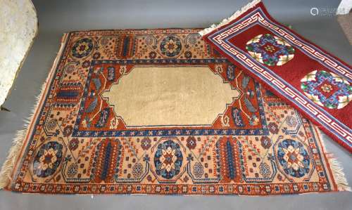 A North West Persian Woollen Rug, with a central medallion within an all-over design upon a cream,