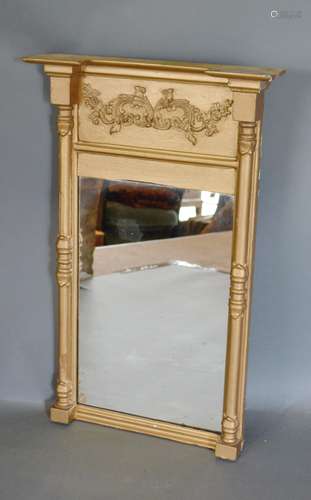 A 19th Century Gilt Framed Pier Glass with a rectangular plate flanked by turned columns, 70 x 44