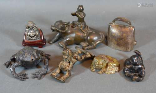 A Chinese Patinated Bronze Small Figure together with a collection of other related items to include