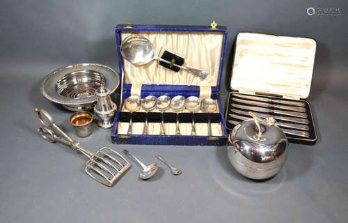 A Pair of Silver-plated Asparagus Servers together with other various silver plate