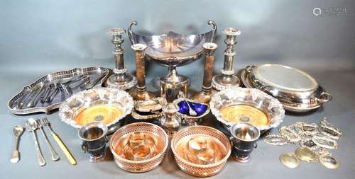 Two Pairs of Silver-plated Candlesticks together with various other silver-plate to include a pair