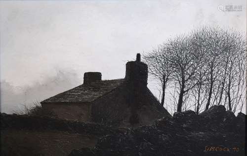 Jack Simcock 'Close Cottage' Oil on Board, signed and dated 1970 19.5cm x 29.5cm