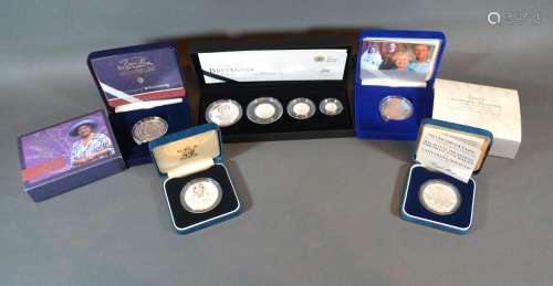 A 2012 Britannia Four Coin Silver Proof Set together with four silver proof coins