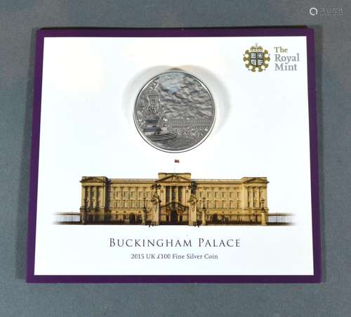 A Commemorative Silver £100 Coin Buckingham Palace, 62.86 gms