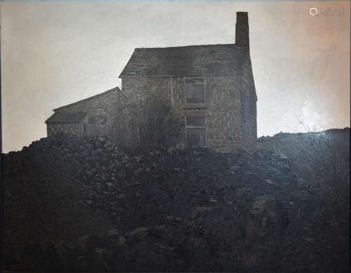 Jack Simcock 'Cottage and Head' Oil on Board signed and dated 1969 59cm x 74.5cm