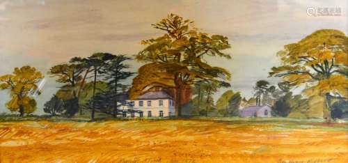 Jeffrey Elliot Knowles Tooth, November 1972, Manor House within a Landscape watercolour signed, 19cm