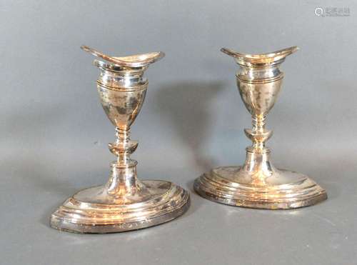 A Pair of George V Silver Dwarf Candlesticks Sheffield 1914 15cm tall