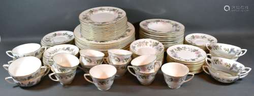A Royal Worcester June Garland Dinner and Tea Service comprising plates, cups, saucers and other