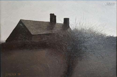 Jack Simcock 'Cottage with Tree' Oil on Board, Signed and Dated 1970, 19.5cm x 29.5cm