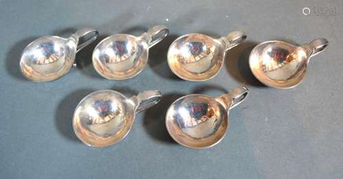 A Set of Six Small Silver Salts by George Jensen Five Marked 925 and One Marked 830