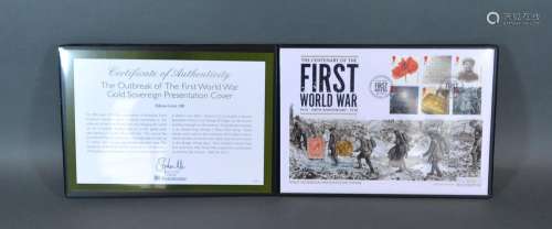 The First World War Gold Sovereign Presentation Cover to include a 1918 full gold sovereign and a