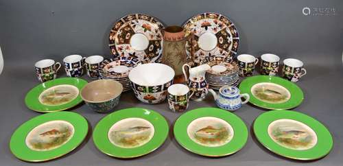 A Victorian Part Tea Service with Imari Decoration highlighted in gilt together with a collection of