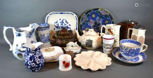 A Victorian Lustreware Sucrier together with a motto ware teapot and a small collection of other