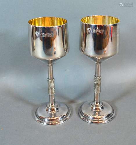 A Pair of Modern Silver Goblets 11oz 15.5cm tall