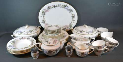 A Royal Worcester June Garland Pattern Part Tea and Dinner Service comprising tureens, platters,