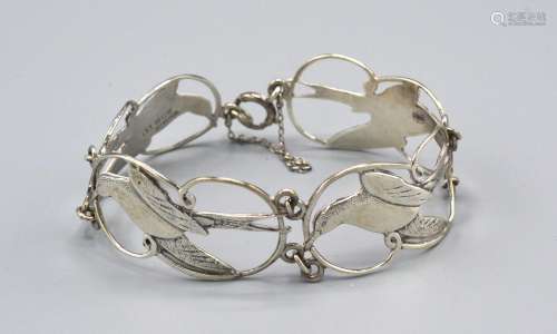 A Scottish Silver Bracelet, the links in the form of Arctic Tern and marked Shetland