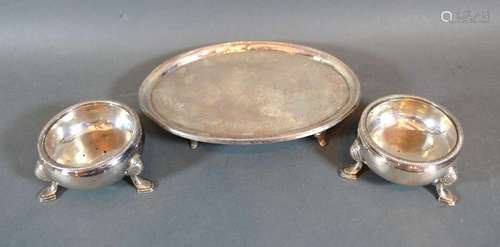 A George III Silver Teapot Stand of Oval Form with engraved decoration, marks rubbed, together