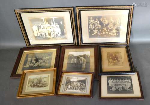 Three Early Cricket Related Photographs together with five other similar early photographs