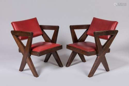 Pierre JEANNERET (1896 1967) : Paire de fauteuils…