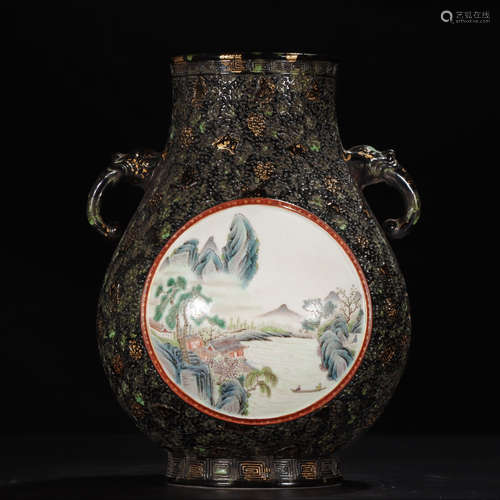 QIANLONG MARK, CHINESE GUTONGCAI VASE