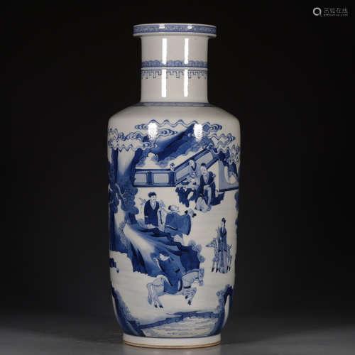 KANGXI MARK, CHINESE BLUE & WHITE VASE