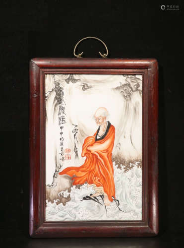 WANGBU MARK, CHINESE FAMILLE ROSE PLAQUE