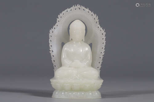 CHINESE CARVED HETIAN JADE BUDDHA